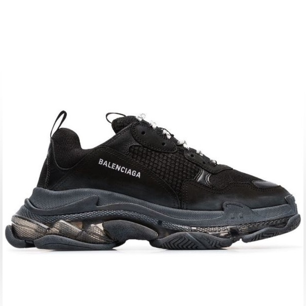 Balenciaga black clear sole triple S